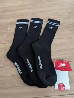 ニューバランス　メンズ　ソックス　クルー　靴下　3足組　黒　レッグパイル　新品