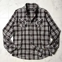 バーバリーブラックレーベル 襟ワイヤー ホース刺繍 チェック 長袖シャツ