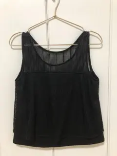 【美品】rienda シースルー　プリーツ ノースリーブトップス