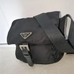 PRADA ショルダーバッグ ブラック 三角ロゴ テスートナイロン レザーベルト