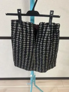 MIIA ミーア ビジューボタン ツイードミニスカート Sサイズ ブラック