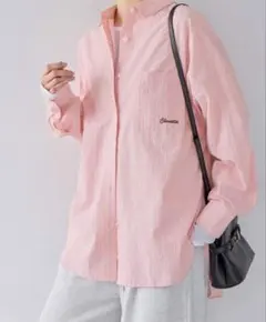 studioCLIP 刺繍ストライプBIG シャツ