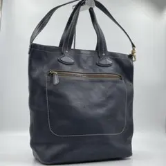 □未使用級□ Bally　トートバッグ　ハンドバッグ ネイビー　レザーのサムネイル
