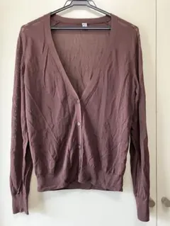 UNIQLO ライトVネックカーディガン ブラウン 長袖 XL