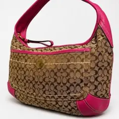 COACH ホーボー ミニシグネチャー キャンバス レザー ワンショルダーバッグ