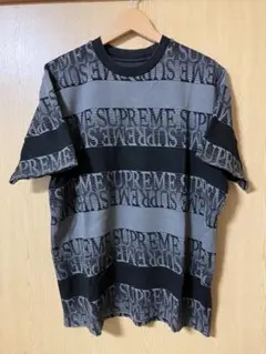 19SS シュプリーム テキストストライプ ジャガードT ブラック Mサイズ