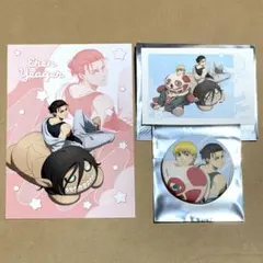進撃の巨人　くつろぎ　エレン＆アルミン　缶バッジ　フォトカード　ポストカード