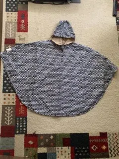 幾何学模様 フード付きポンチョ