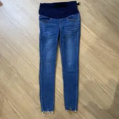 デニムマタニティパンツ フリンジ裾 CHOCOA