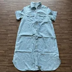 マタニティ 薄手 デニムシャツ シャツワンピース 妊婦