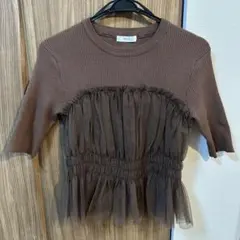 mysa closet チュールドッキングニット ブラウンのサムネイル
