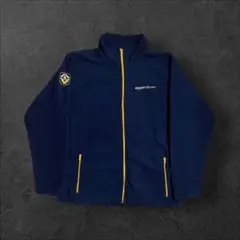 Amazon企業ロゴ刺繍XLジップアップフリースIT系ネイビーイエロー制服