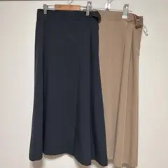 フレアスカート ネイビー ベージュ 2点セット