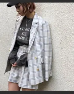 チェック テーラードジャケット グレー系