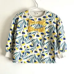 【美品】RAG MART 130 花柄プリント＆Wリボン トレーナー アイボリー