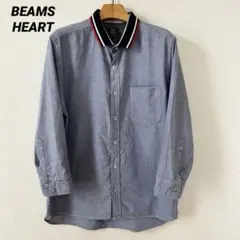 BEAMS HEART 七分袖シャツ L 赤黒ストライプのサムネイル