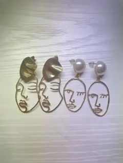 アート風顔ラインピアスセット