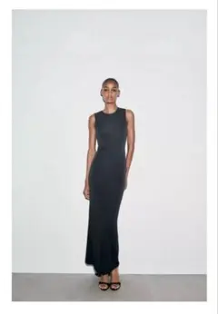 ZARA コントラストチュールロングワンピース　S 新品未使用