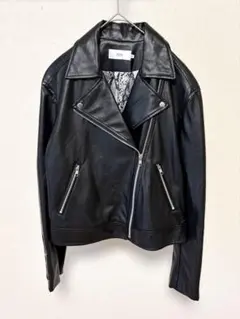 AZUL フェイクレザーライダースM ダブルライダース 黒