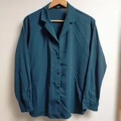 UNIQLO オープンカラーシャツ L ダークグリーン