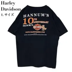 ハーレーダビッドソン Tシャツ バックプリント 90s 黒 L 両面プリント