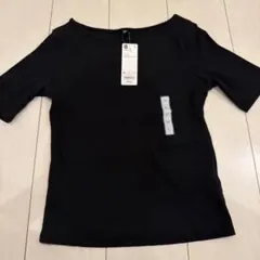 GU リブボートネックT ブラック Mサイズのサムネイル