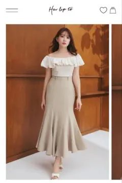 Her lip to Solid Mermaid Long Skirt アイボリのサムネイル