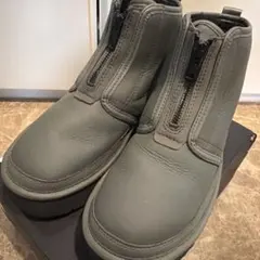 UGG グレー カーキ　レザー ムートンブーツ