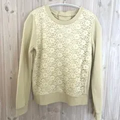 NICE CLAUP キレイ系　トレーナー　花柄　イエロー　キレイ系　レース