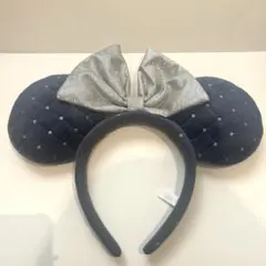 ディズニーカチューシャ 青 ツイード