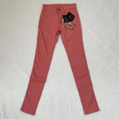 【新品　タグ付き】moussy スキニージーンズ　ローライズ　コーラルピンク　0