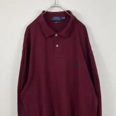 USA古着 Ralph Lauren ラルフローレン 長袖 ポロシャツ エンジ
