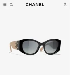 CHANEL サングラス 5414 ココマーク ブラック バイカラー ベージュ
