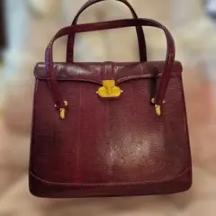 JRA認定】アンテロープ レザー ハンドバッグ ボルドー アコーディオン 