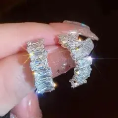 ジルコニアピアス（シルバー）silver925 ハーフフープ キラキラNo195