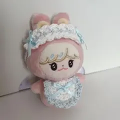 ヘッドドレス よだれかけ ぬい服 10cm 水色 ①