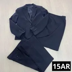 美品 大きいサイズ 黒ストライプ スーツ3点セット 15号 フレッシャーズ