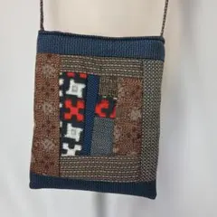 キ*ラ様 着物リメイク　大島紬や絣パッチワークミニショルダーバッグ　(スマホショ