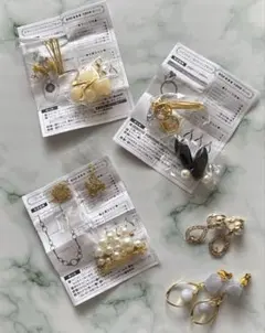 アクセサリーキット 3種類 イヤリング ネックレス 完成品2品付き 作成レシピ有