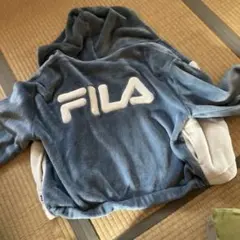 FILA フリースフード付きパーカー 青と白