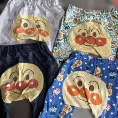 アンパンマン顔プリント カジュアルパンツ 90cm4枚セット