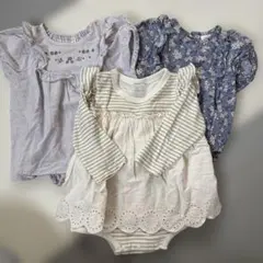 ロンパースセット 80cm 花柄 ストライプ