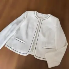 美品《フォレステージ》大きいサイズ15号　ツイードノーカラー　ジャケット