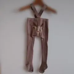 数回着用♥♡トナカイデザイン ベビータイツ 薄いピンク