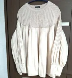 amic studio ベージュ バルーンスリーブプリーツシャツ F