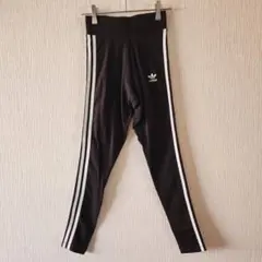 【adidas】（S）3ストライプスレギンス/ウエスト幅広ゴム/ジム/伸縮性