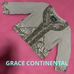 GRACE CONTINENTAL ビジュー ノーカラー ジャケット ゴールドのサムネイル