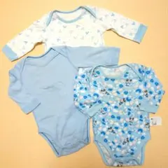 【70】ユニクロ ディズニー ミッキー柄 ベビー肌着 水色 ブルー 3点セット