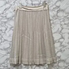 【23区】 プリーツスカート (40) チェック柄 上品 ベージュ
