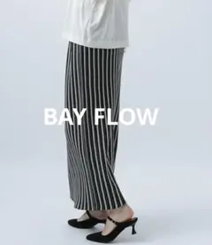 ベイフローBAYFLOW ストライプニットスカート ブラック　フリーサイズ